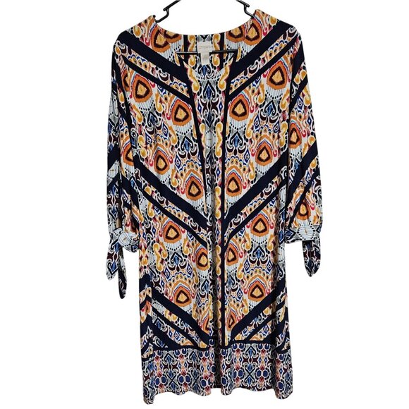 Chicos Colorful Bohemian Tunic Shift Dress Size Large Festival Geometric Boho - Picture 1 of 7